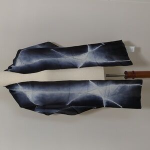 Eileen Fisher Shibori Dotted Navy/Black Geometry Silk Scarf, 14" x 76", NWT